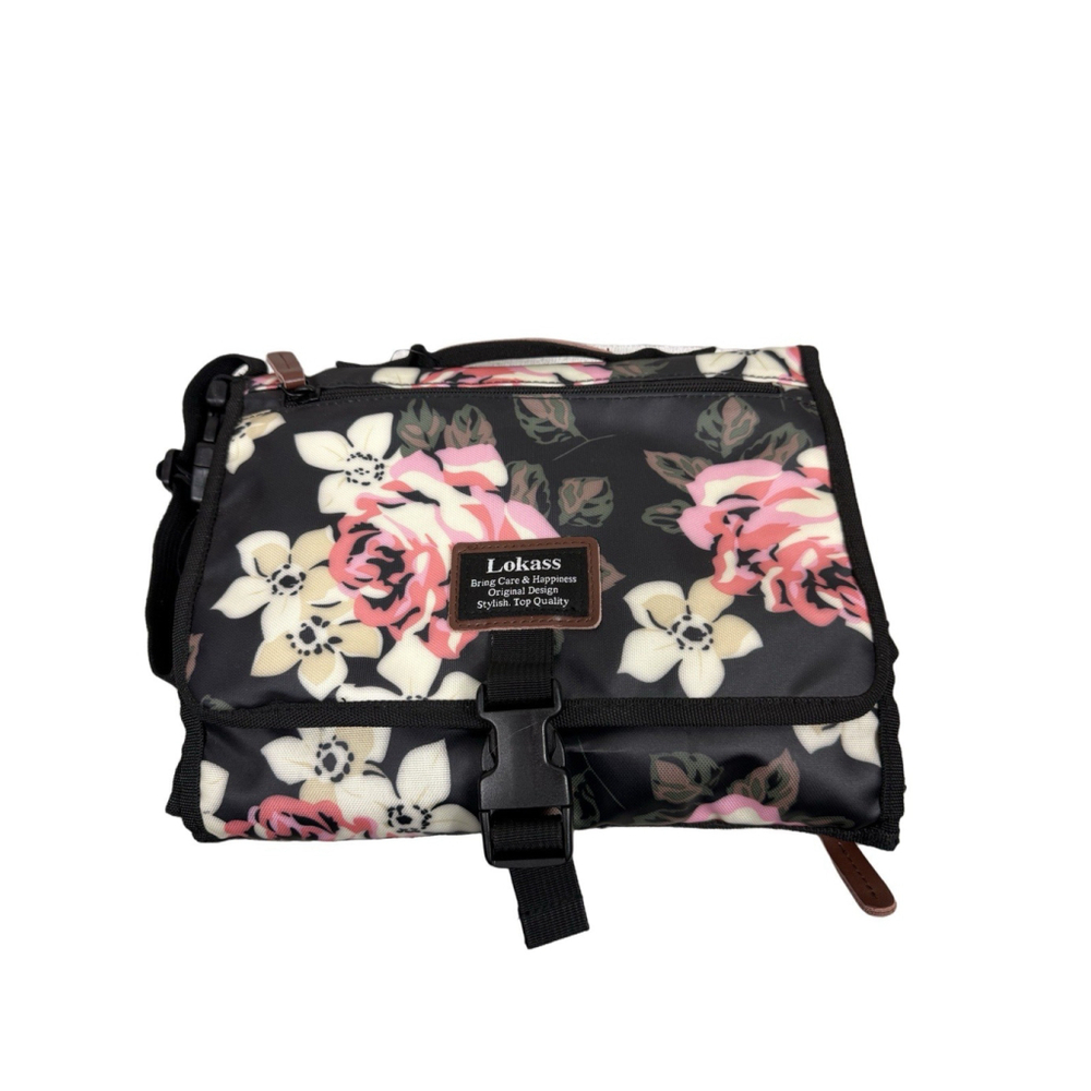 Lokass Diaper Bag Fold Up Changing Pad Black Floral